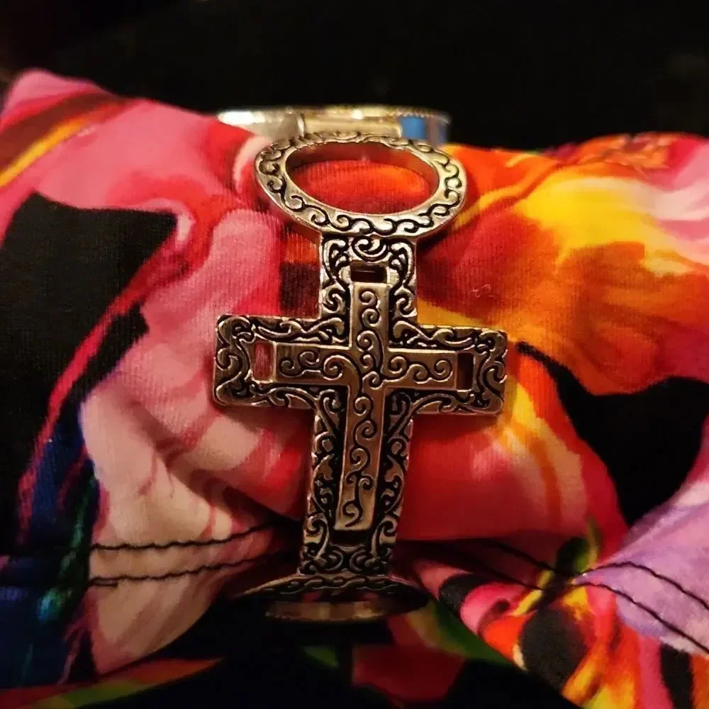Geneva Oval Watch Religious Bangle Cuff